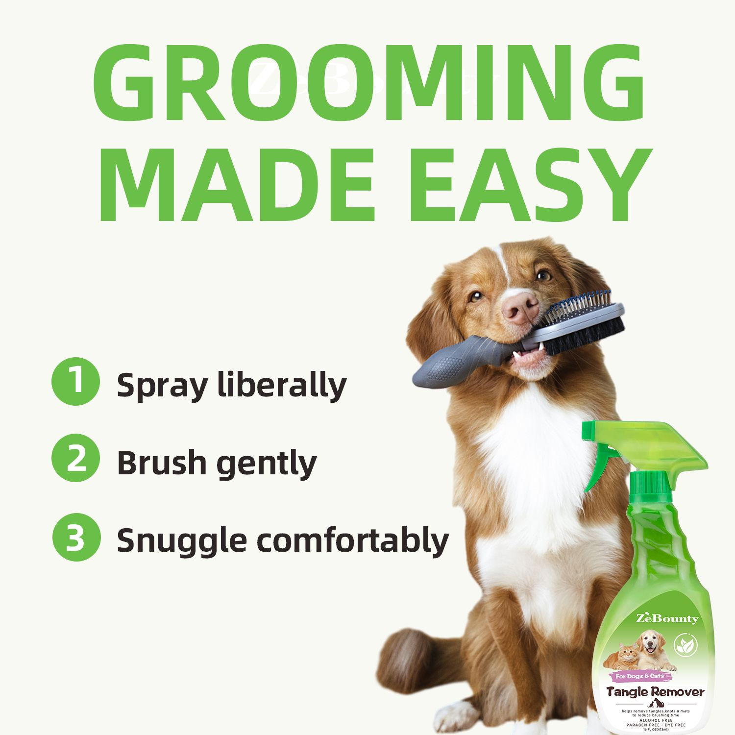 Quick Detangle Spray for Matted Fur Pets Paraben Alcohol Dye Free Natural Extract Formula Dog Cat Supplies