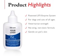 Custom Otic Enzymatic Solution for Dogs Cats Itch Relief Pet Ear Cleaner Rinse Ear Mites Dirt Removal Drops