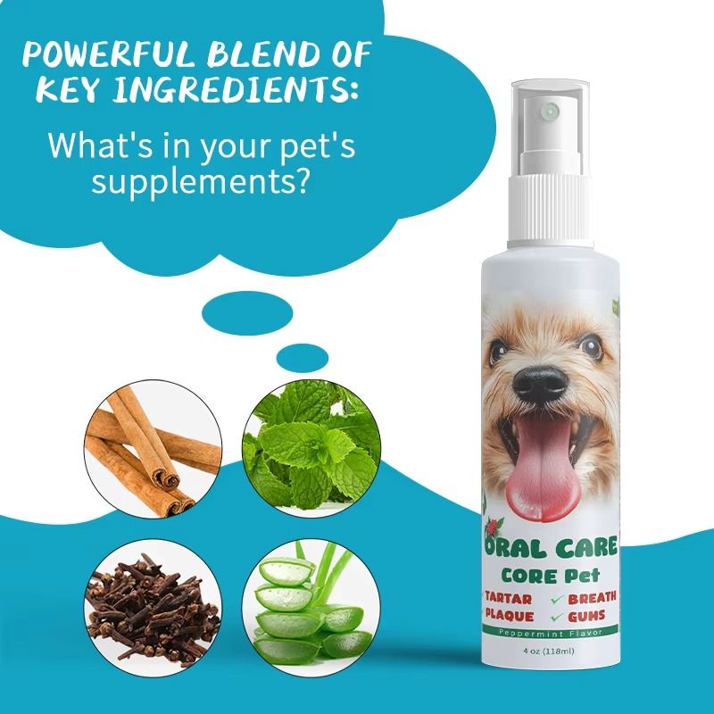 Vet Recommended 100% Natural Pet Oral Care Spray Tartar Fighter Breath Freshener for Dogs Cats