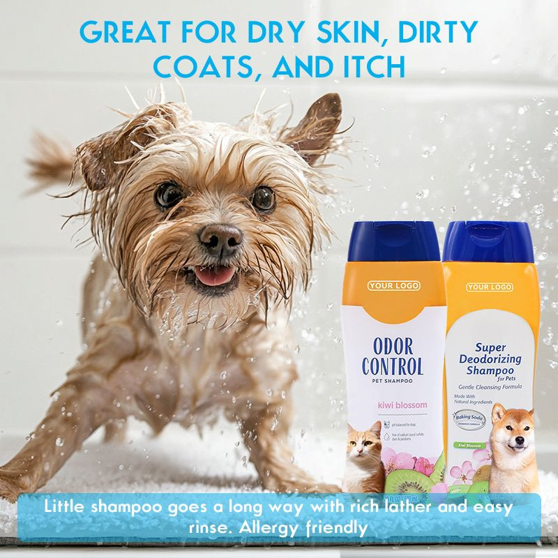 China Factory Custom Organic Bath Shampoo Moisturizing Pet Shower Cat Healthy Dog Relieving Itchy Skin Glossy Coat Pets
