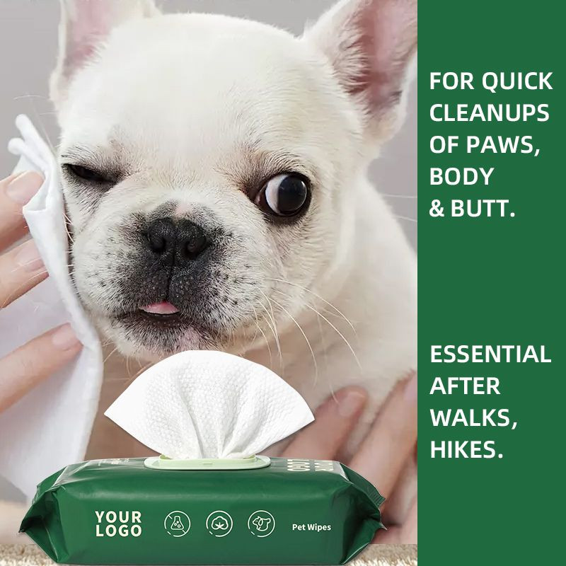 Custom Logo Universal Dog Cat Wet Wipes No Fragrance Odor Controlling Non Woven Fabric Pet Ear Paw Cleaning Wipes