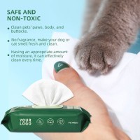 Custom Logo Universal Dog Cat Wet Wipes No Fragrance Odor Controlling Non Woven Fabric Pet Ear Paw Cleaning Wipes