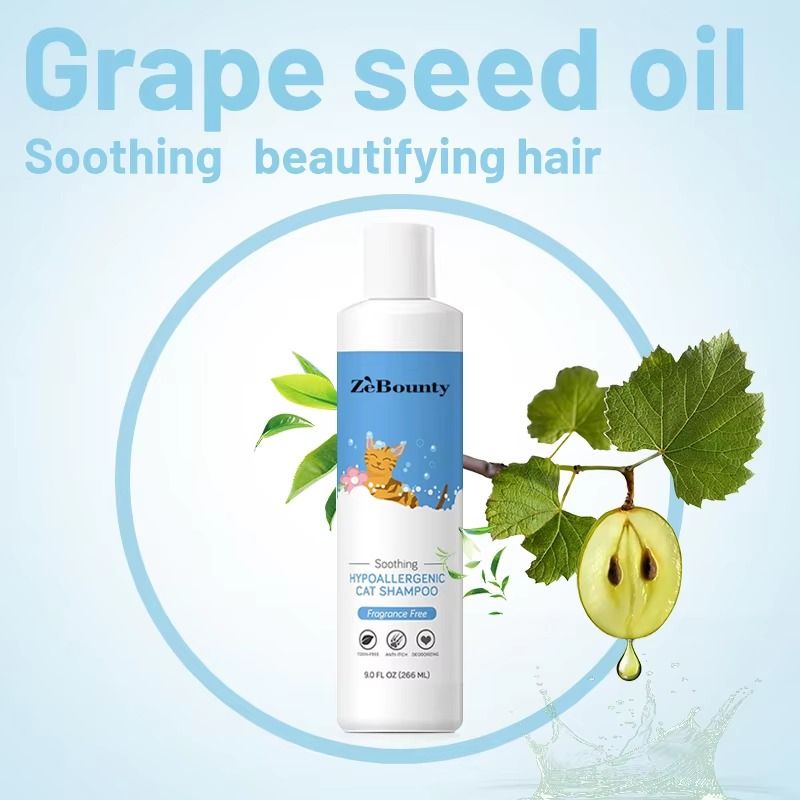 Hypoallergenic Fragrance Free Pet Shampoo for Cats Dogs Grape Seed Oil Extract Anti-Itch Moisturizing Deodorizing Cleanser