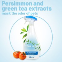 Custom Logo 32oz Natural Pet Odor Eliminator Spray Persimmon Green Tea Extract Formula Fragrance Free Deodorizer for Do
