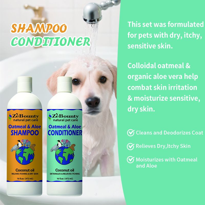Wholesale Oatmeal Aloe Dog Shampoo Conditioner Set for Pets Sensitive Skin Cat Coat Cleansing Deodorizing Show Gel